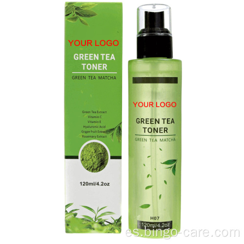Tónico hidratante para la piel con brillo de té verde